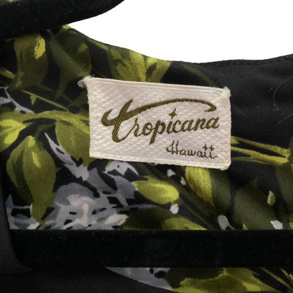 TROPICANA Vintage Black Floral Hawaiian Mumu Dress‎ - Picture 12 of 13